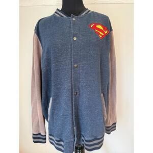DC Comics Superman Mens XL Varsity Jacket Vintage Pockets Embroidered Logo